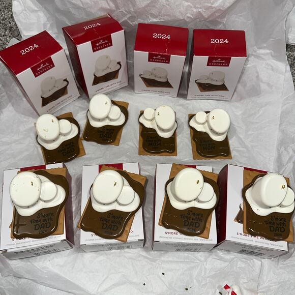 Lot of 8! 2024 Hallmark Keepsake Christmas Tree MOM DAD S'MORES Ornaments - Picture 1 of 8